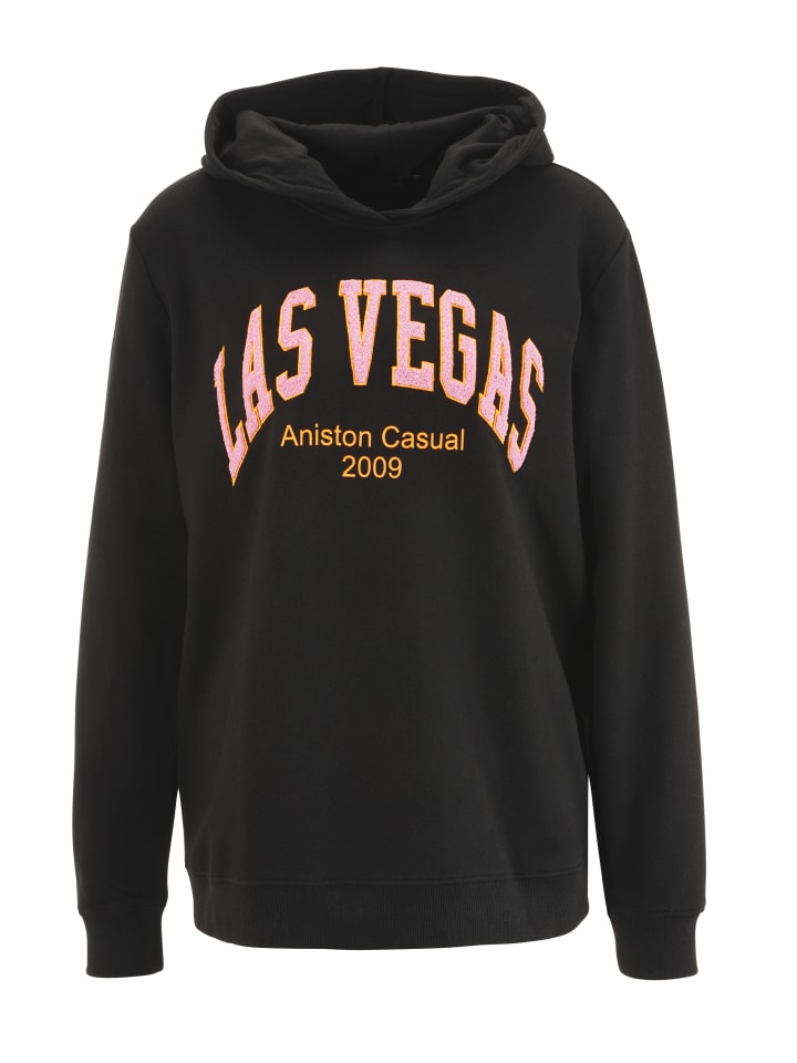Sweatshirt in schwarz-rosa-orange
