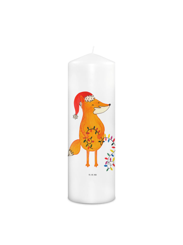 Kerze Fuchs Weihnachten ohne Spruch in Weiß