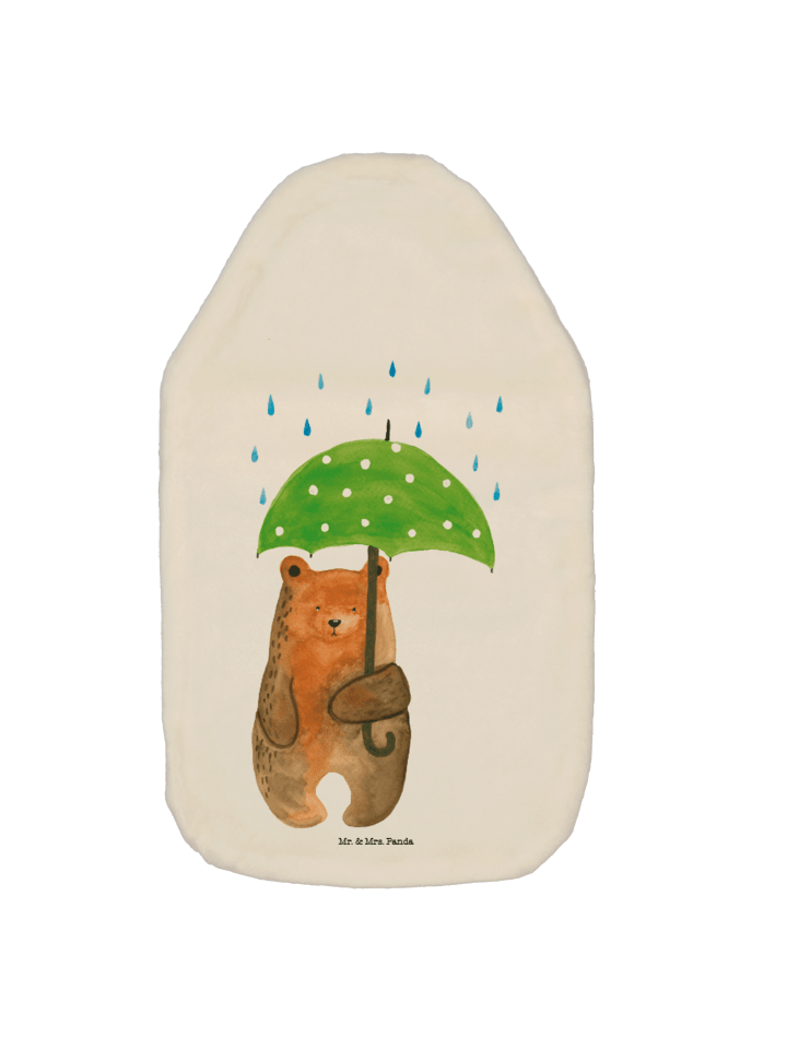 Wärmflasche Bär Regenschirm ohne Spruch in Weiß