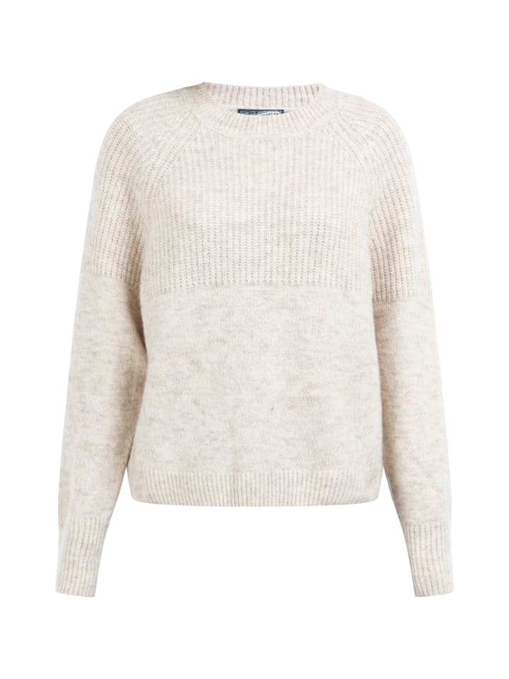 Damen Strick Pullover in Hellbeige Melange