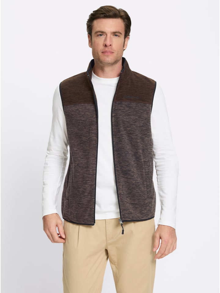 Fleece-Weste in dunkeltaupe-meliert