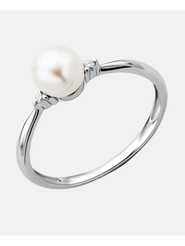 Ring aus 375 Weißgold mit Perle