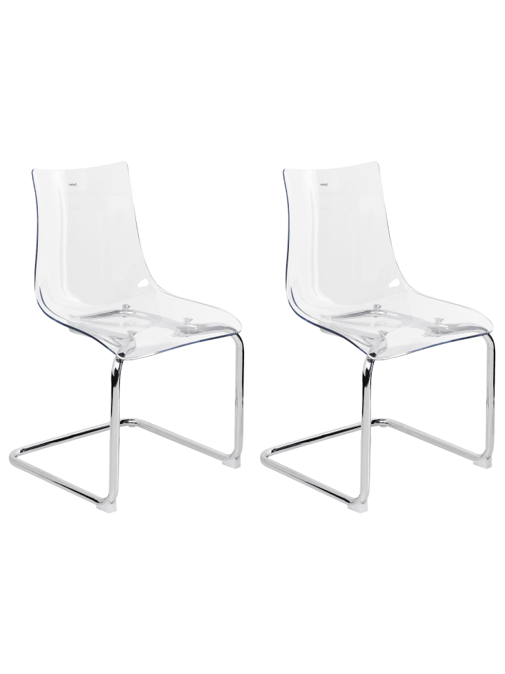 2er-Set Esszimmerstuhl MARSHALL in Transparent/Silber