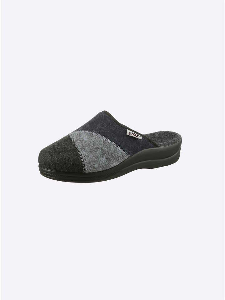 Pantoffel in grau-marine