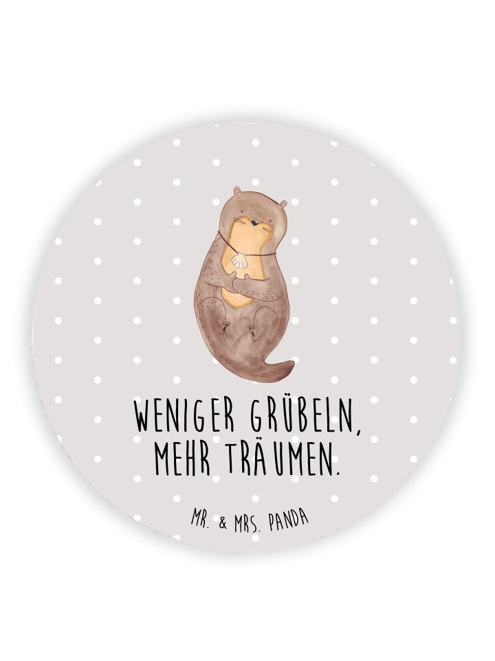 Magnet Otter Muschel mit Spruch in Grau Pastell
