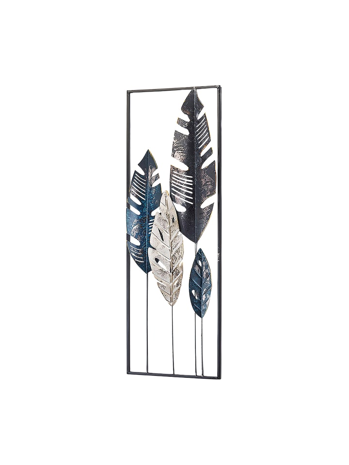 Metallbild LEAFS in Grau