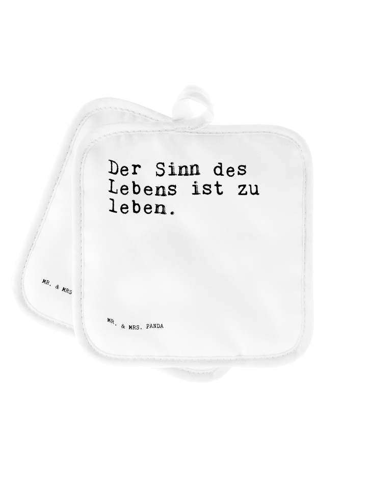 Topflappen Der Sinn des Lebens... mit Spruch in Weiß