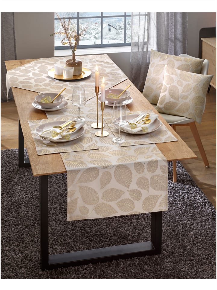 Tischdecke in weiß-beige