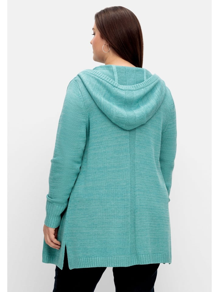 sheego Kapuzenstrickjacke in aqua meliert günstig kaufen | limango