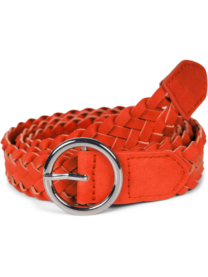 Flechtgürtel in Orange-Silber
