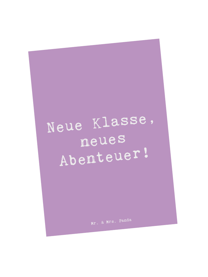 Postkarte Spruch Erster Schultag Abenteuer mit ... in Lavendeltraum