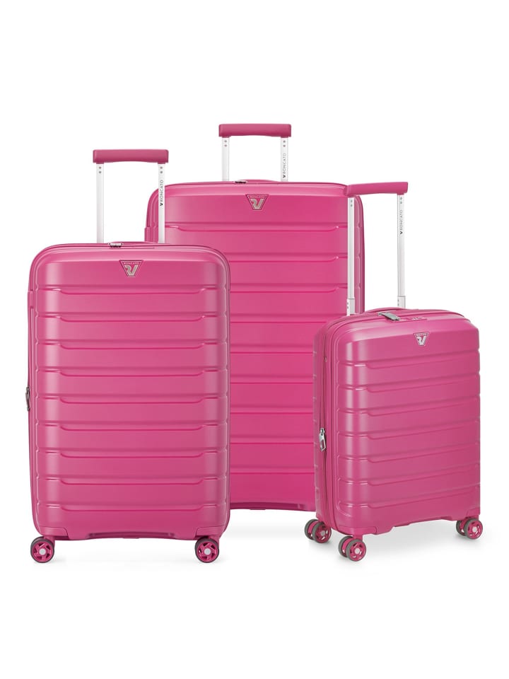 B-Flying Move 4 Rollen Kofferset 3-teilig mit Dehnfalte magenta