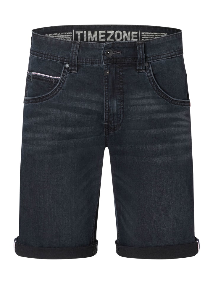 Denim Jeans-Shorts mit Saum und Taschendetails in Schwarz