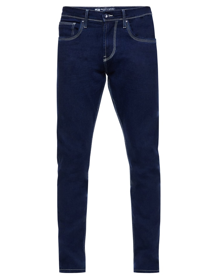 Dark Blue Jeans Hose "MELVIN" Slim Fit Cotton-Stretch in Dark Blue