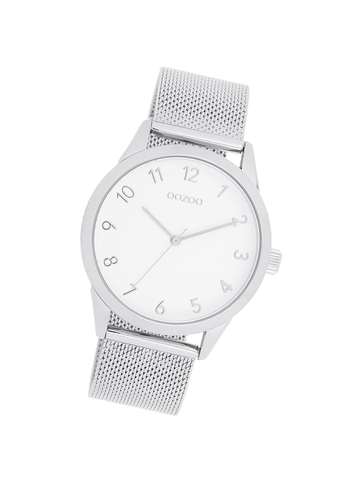 Analog-Armbanduhr Oozoo Timepieces silber groß (ca. 40mm)