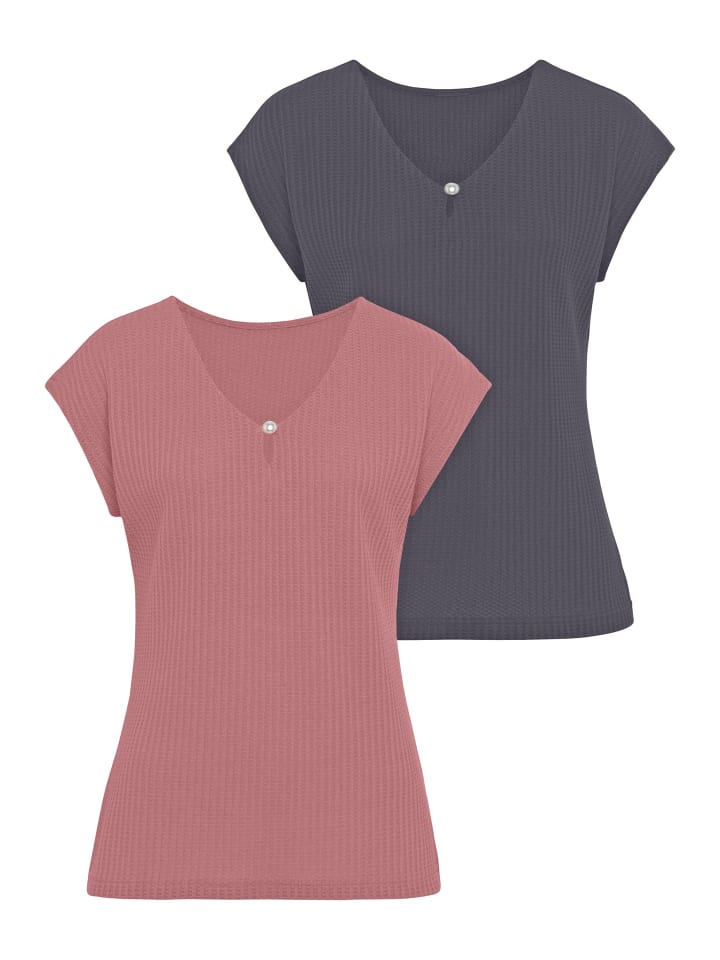 Kurzarmshirt in beere, navy