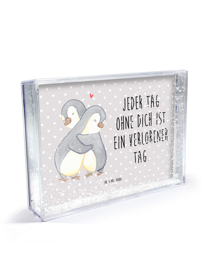 Bilderrahmen Pinguine Kuscheln mit Spruch in Grau Pastell