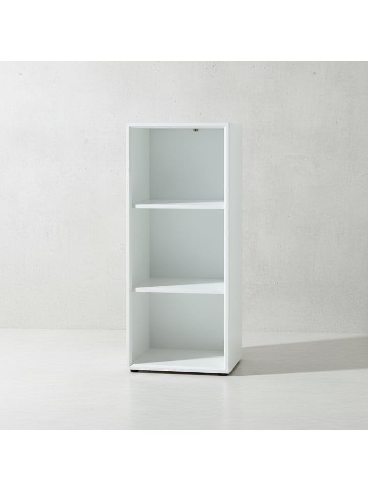 Aktenregal 3 Ordnerhöhen & Glasauflage (Oben) Büroregal in Weiß
