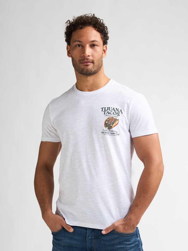 T-Shirt mit Rückenprint Tijuana in Weiß
