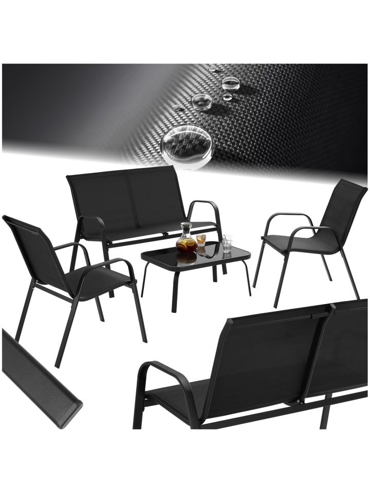 Outdoor-Lounge für 4 Personen, mit getönter Sicherheitsglasplatte