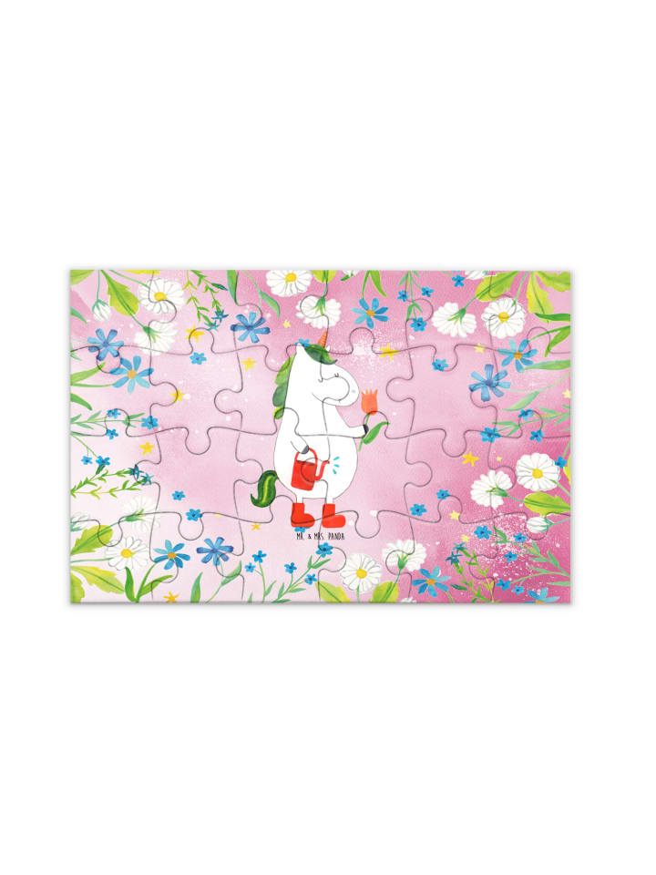 Puzzle Einhorn Gärtner ohne Spruch in Rot Pastell