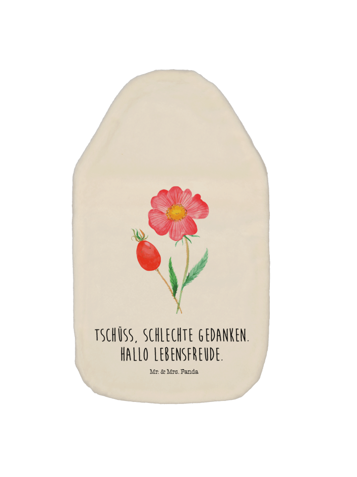 Wärmflasche Blume HageRundunge mit Spruch in Weiß