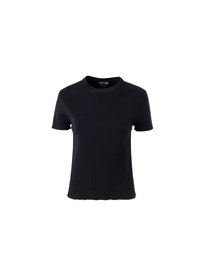 Schwarz Seide T-Shirt