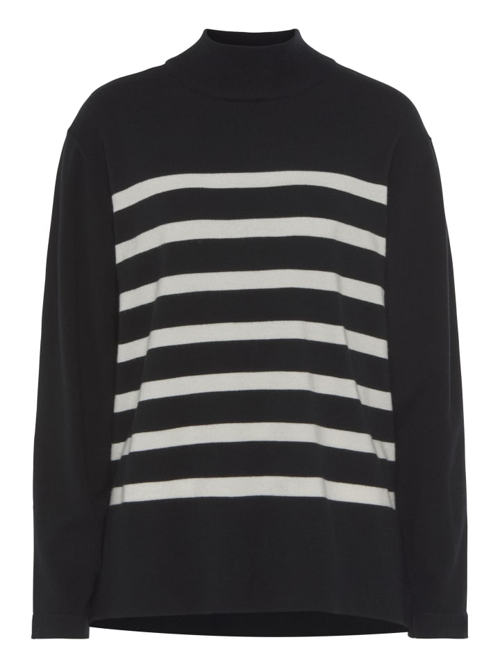 Stehkragenpullover in schwarz/creme