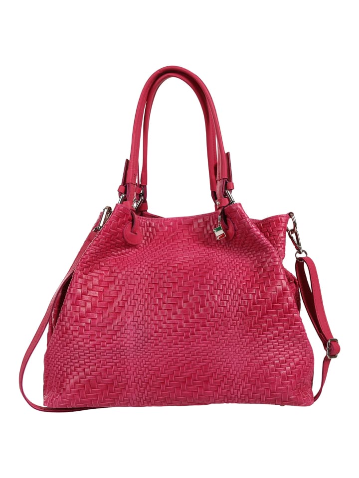 Florence Handtasche, Umhängetasche Leder fuchsia, pink ca. 31cm