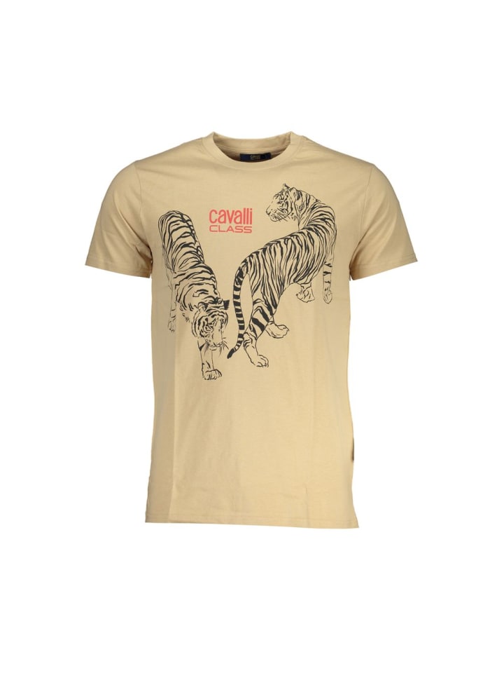 Beige Baumwolle Herren T-Shirt