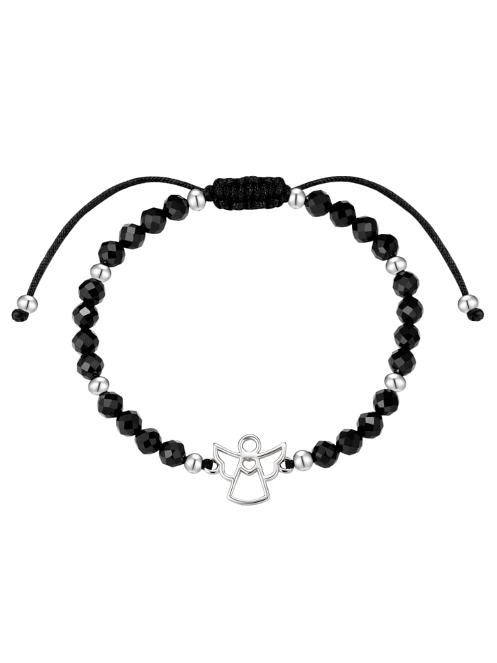 Armband Engel aus Messing mit Spinell in silber