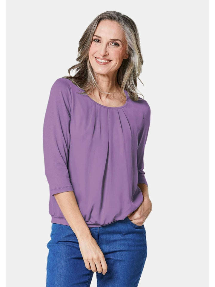 Kurzgröße: Chiffon-Shirt mit 3/4-Arm, Rundhals in erika