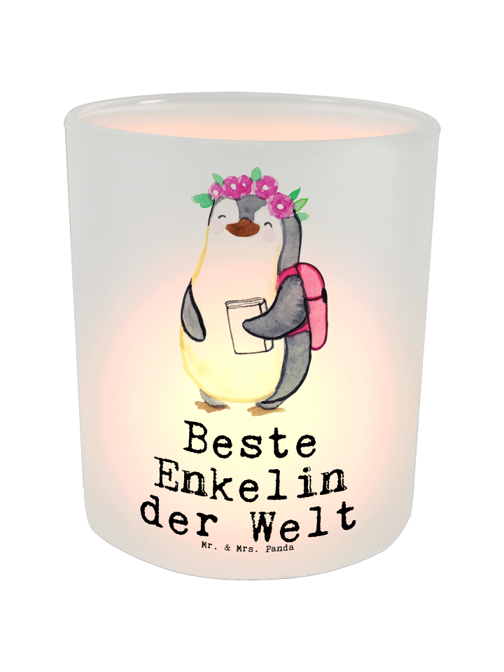 Teelichtgefäß Pinguin Beste Enkelin der Welt mi... in Transparent