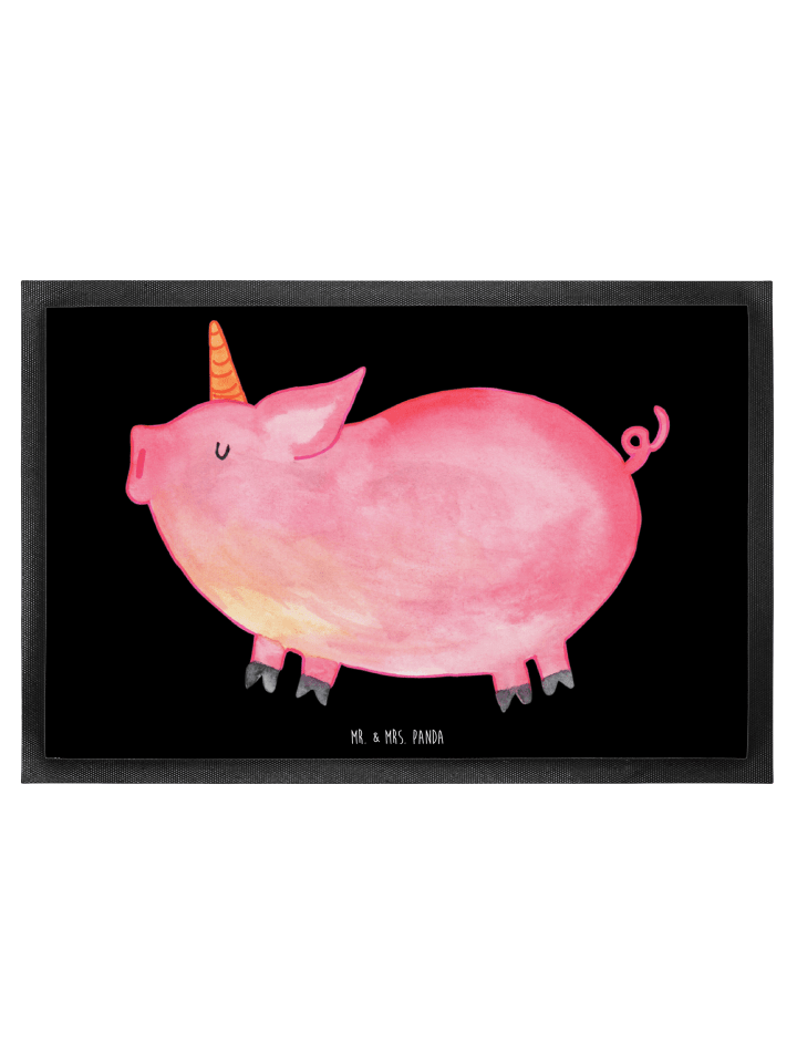 Fußabstreifer Einhorn Schwein ohne Spruch in Schwarz