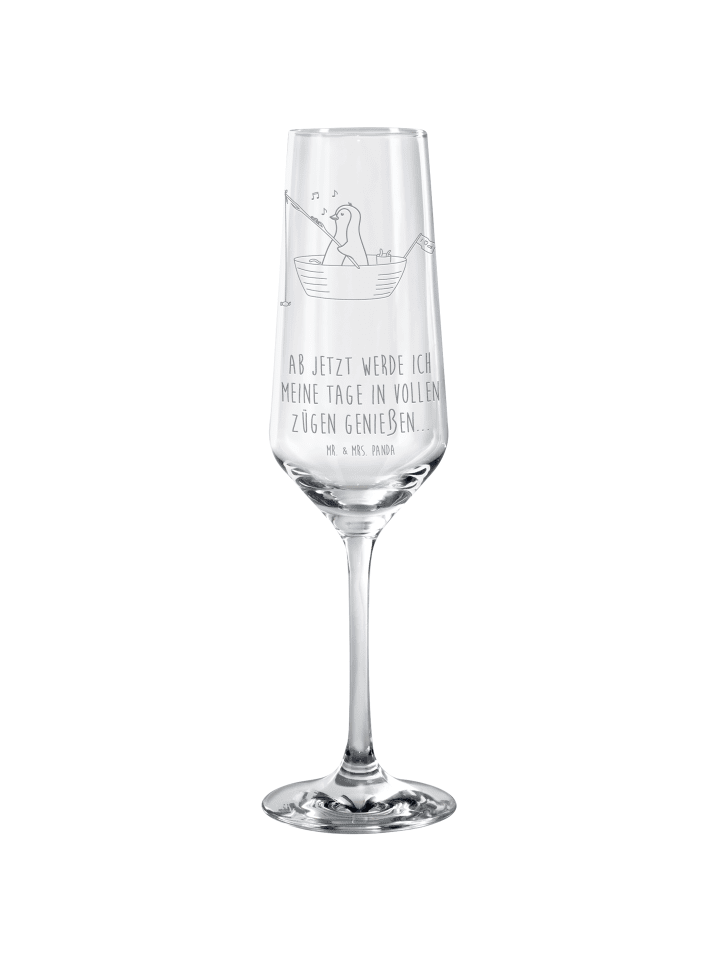 Champagnerglas Pinguin Angelboot mit Spruch in Transparent