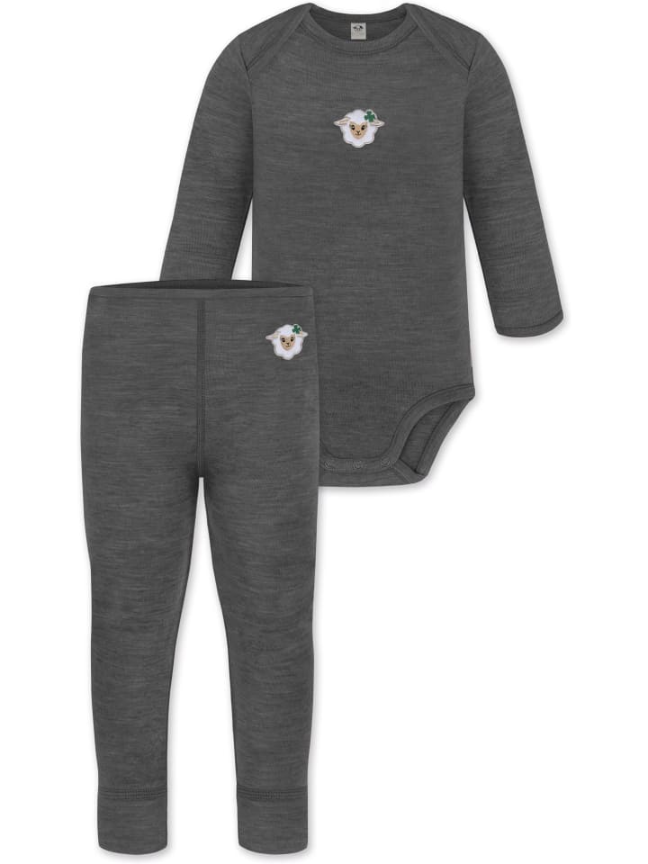 Baby Merino Langarmbody und Hose in Anthrazit