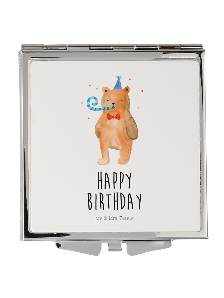 Mini Spiegel Bär Geburtstag mit Spruch in Weiß