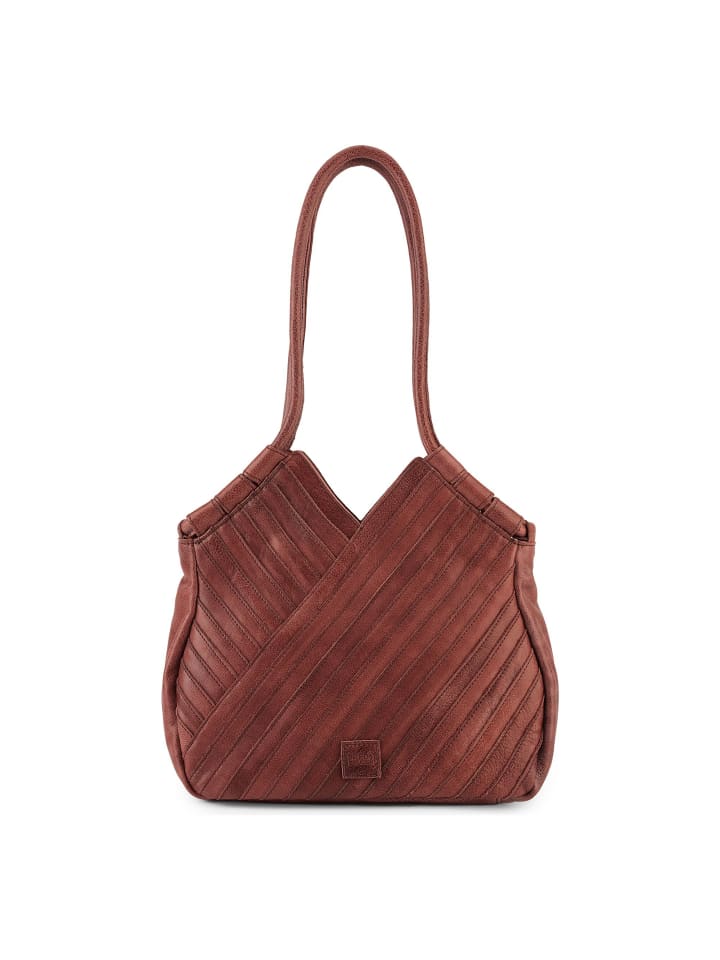 Criss-Cross Shopper Tasche Leder 30 cm deep sandalwood