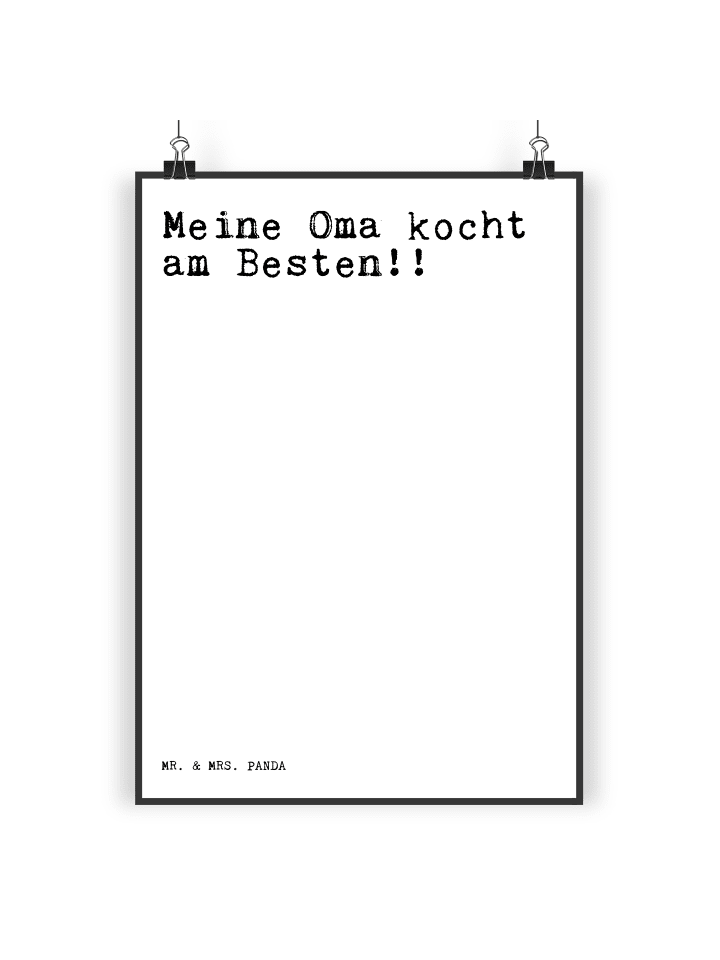Poster Meine Oma kocht am... mit Spruch in Weiß