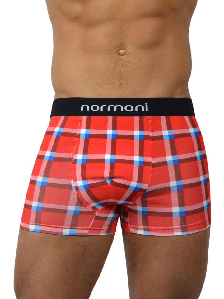 6 Stück Retro Boxershorts aus Baumwolle in Retro Square Red