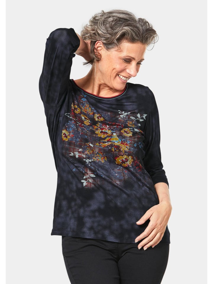 Kurzgröße: Atmungsaktives Druckshirt in marine / gemustert