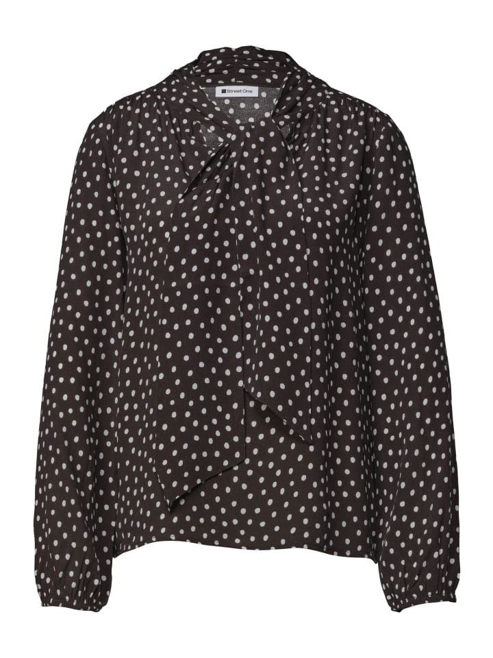 Langarmbluse mit Schleifendetail in Black Coffee