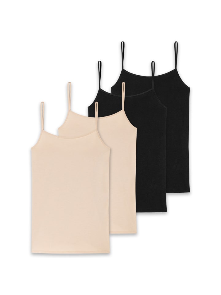 Unterhemd 4er Pack in Beige/Schwarz