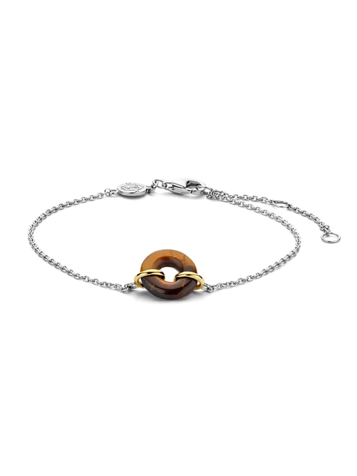 Armband "mit tigeraugenbraunem Stein bicolor" in Silber