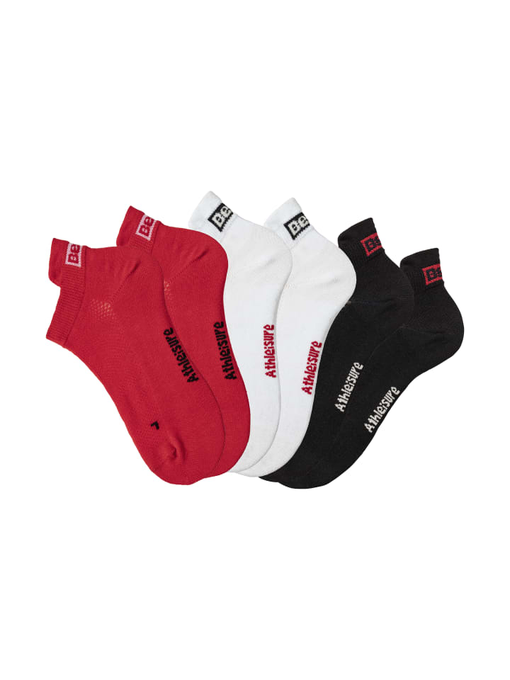 Sneakersocken in 2x rot, 2x weiß, 2x schwarz