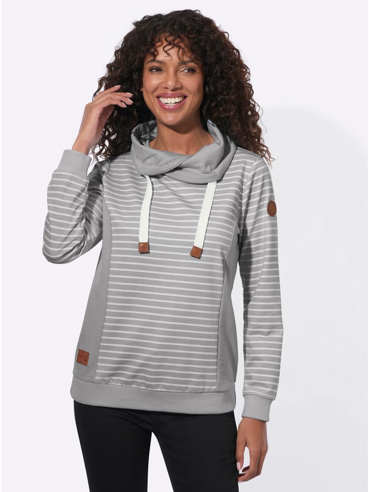 Sweatshirt in steingrau-ecru