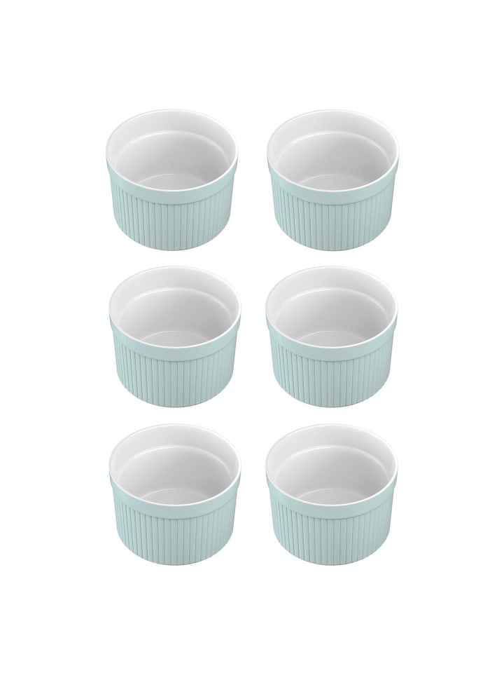 6-teiliges Set Souffléformen Auflaufförmchen in Hellblau