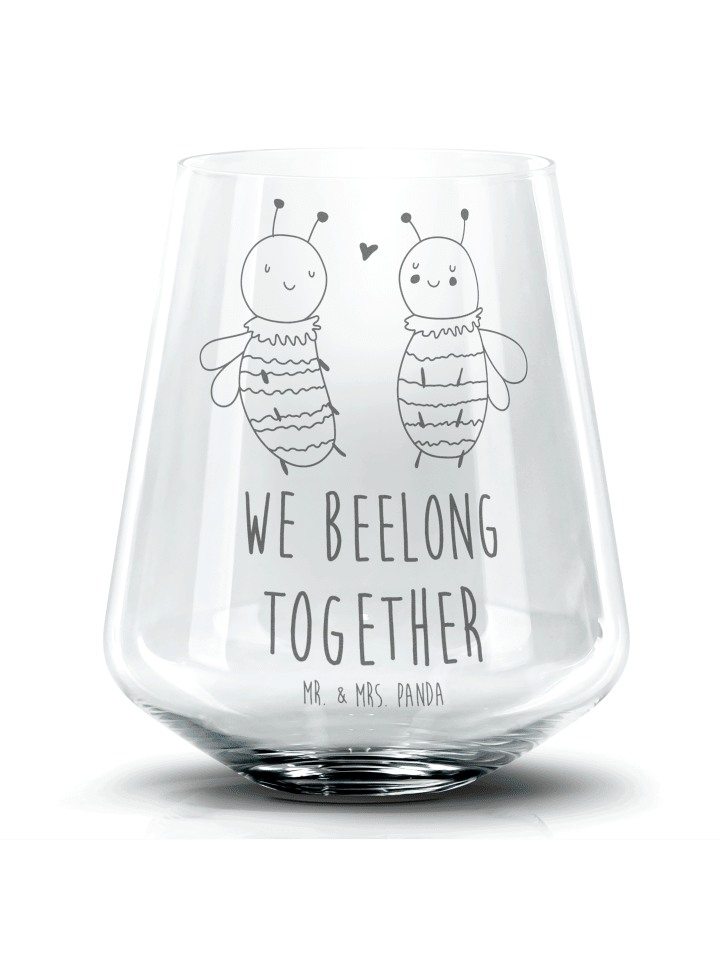 Tumbler Glas Biene Verliebt mit Spruch in Transparent