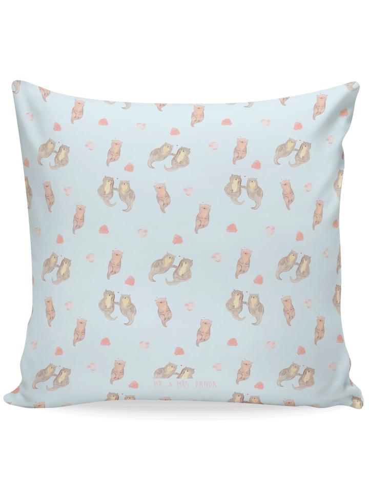 Kuschelkissen 40x40 Otter Hände halten ohne Spruch in Blau