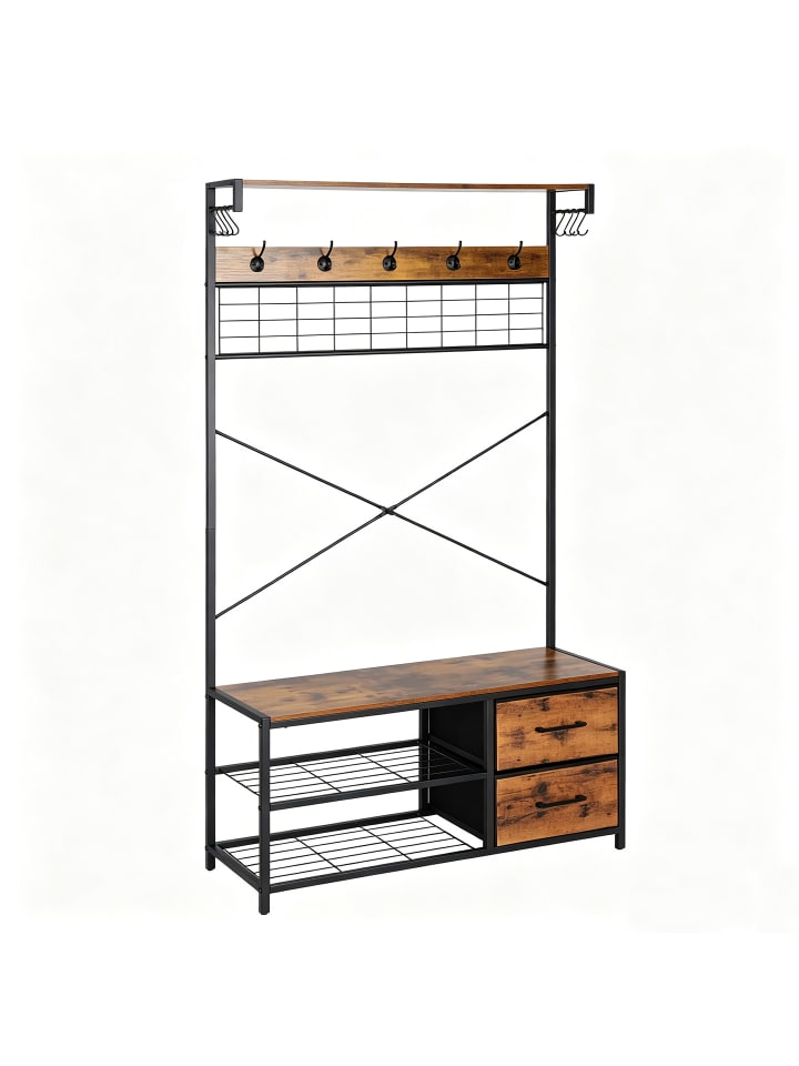 Garderobenständer in Braun/ Schwarz - (B)80 x (H)176 x (T)30 cm